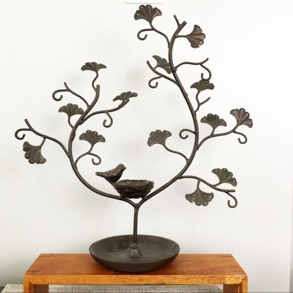 💜 Anthropologie Bird Nest Tree Jewelry Earring Bronze Tone - Picture 1 of 8